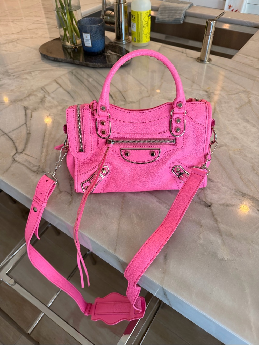 BALENCIAGA Mini City Bag in hot pink